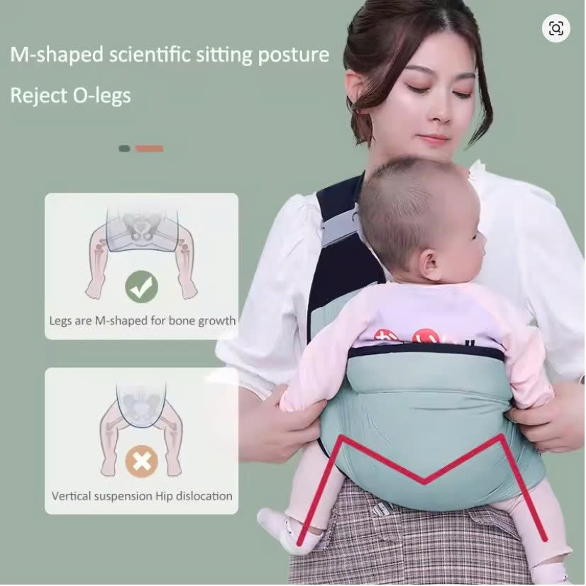 Green 1 Pcs Baby Sling Ergonomic Safe And Secure M Position Comfortable Babywearing Carrier